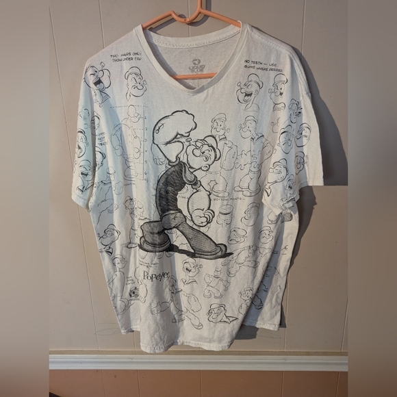 Liquid Blue Other - Popeye Liquid Blue T Shirt White Mens X-Large All Over Print Drawing